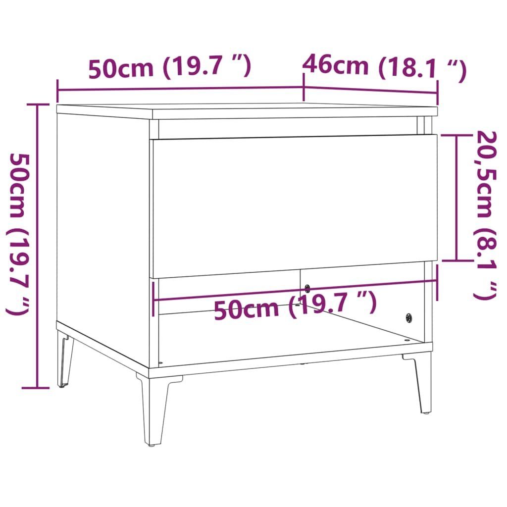furnicato Eichen-Optik 50x46x50 Holzwerkstoff Beistelltisch Braun cm (1-St)