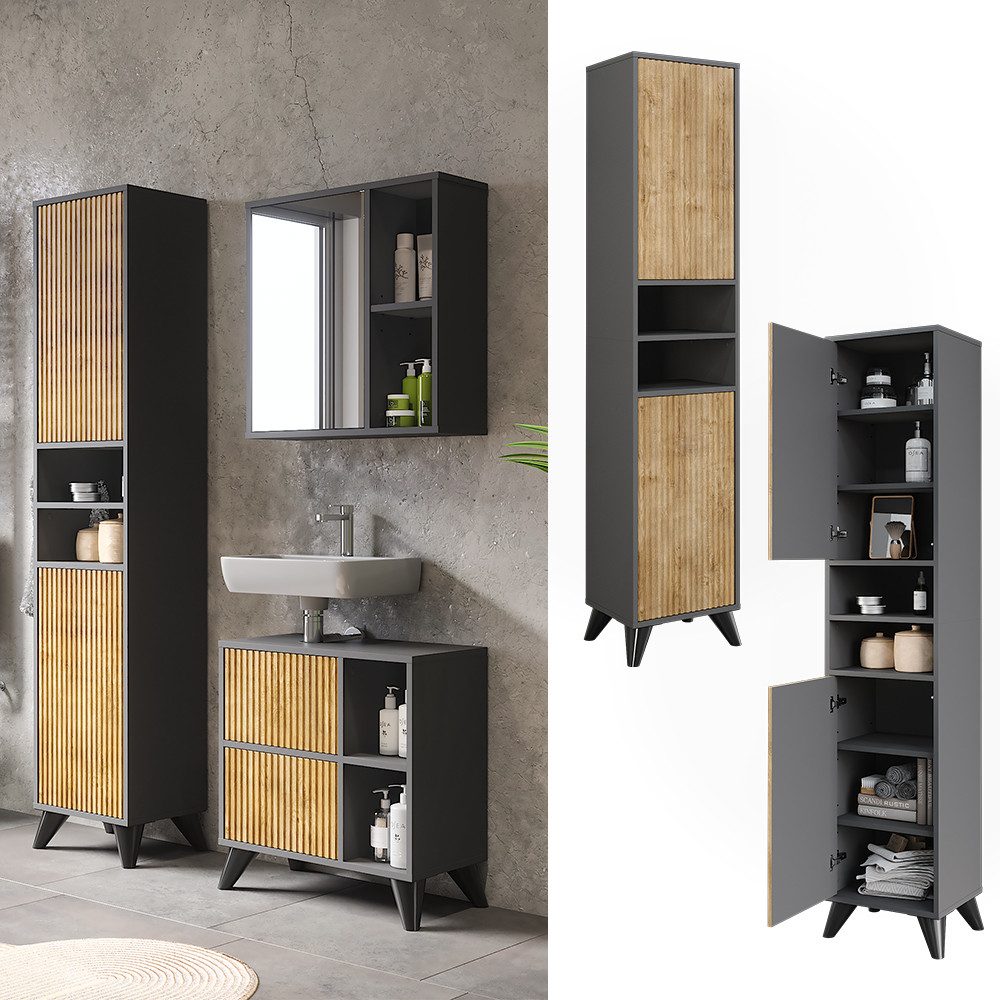 Vicco Hochschrank Leano, Anthrazit/Bergeiche, 38 x günstig online kaufen