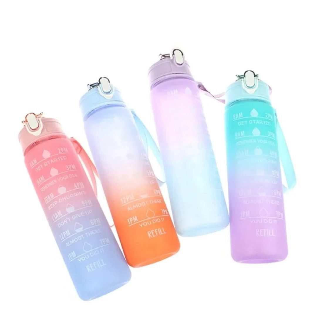 Foxter Sport Trinkflasche Tritan Sport Trinkflasche 1l mit Strohhalm und Sicherheitsverschluss., 1l Tritanflasche mit integriertem Strohhalm, BPA-frei