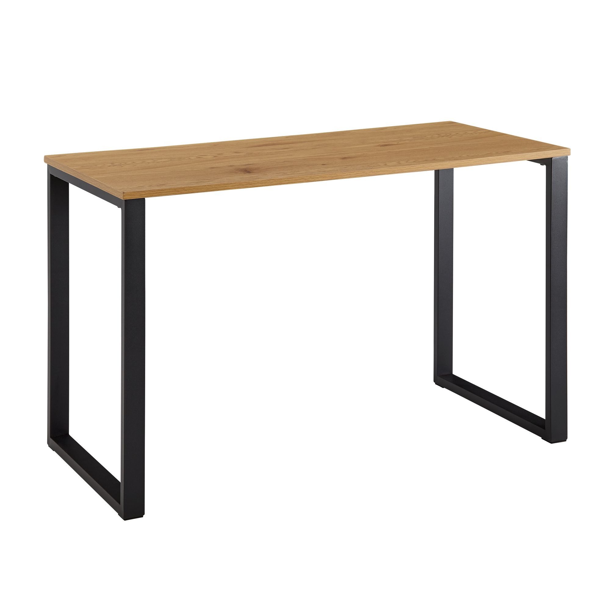 Wohnling Schreibtisch WL6.569 (Bürotisch Klein, Eiche-Dekor / Schwarz 120x60x76), Laptoptisch Home-Office, Computertisch Metallbeine