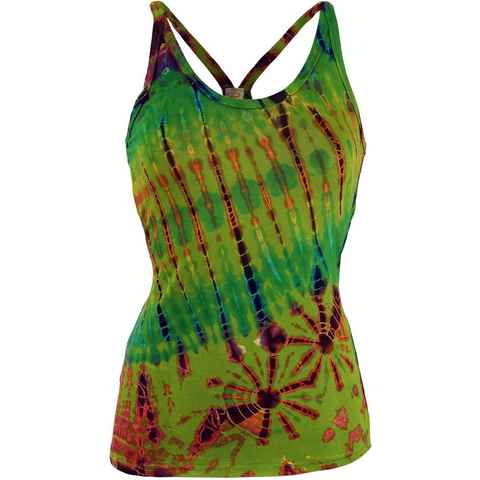 Guru-Shop T-Shirt Batik Hippie Top, Tank Top - grün Ethno Style, Hippie, alternative Bekleidung, Festival