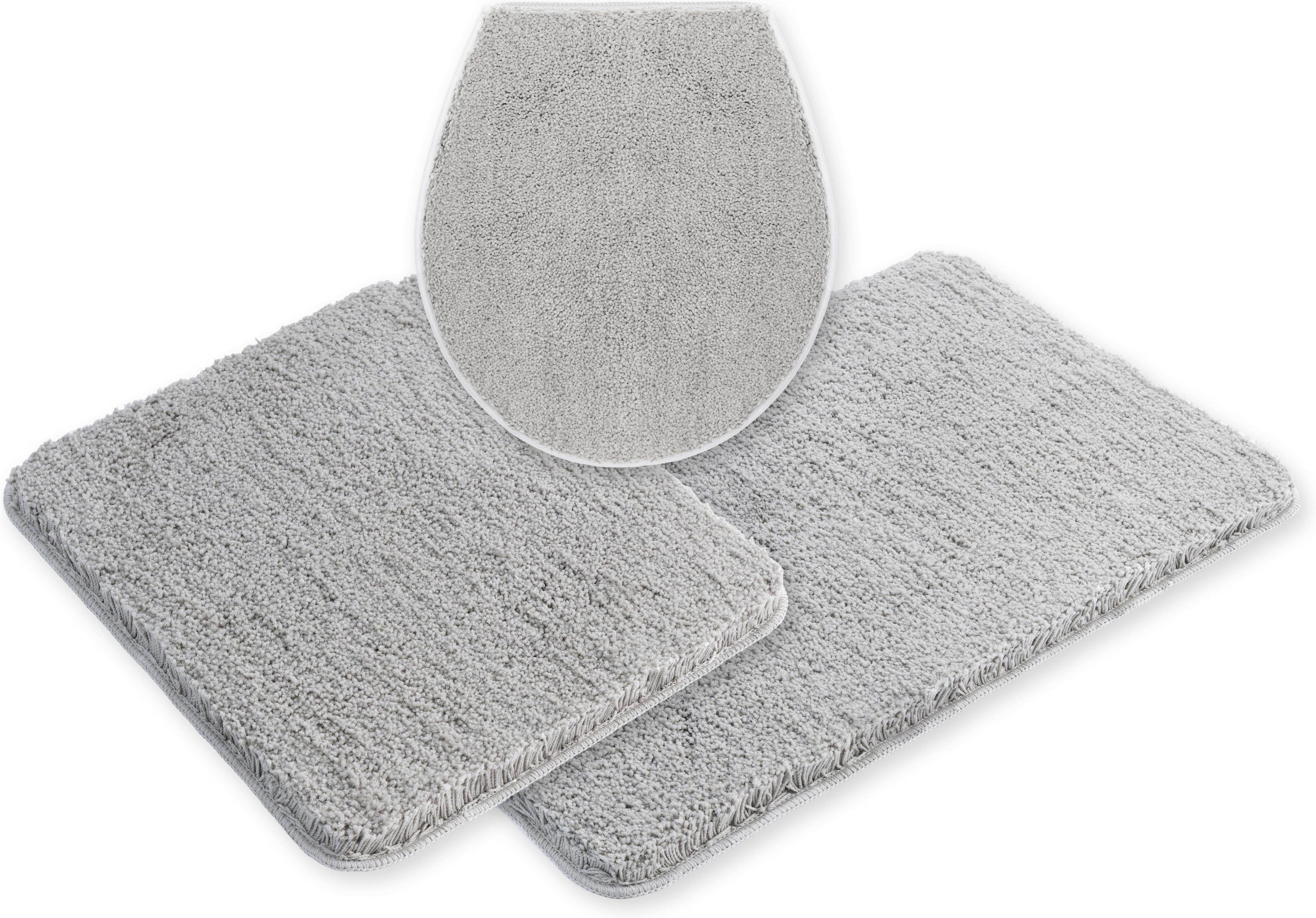 OTTO home Badematte Sanremo Premium, Badvorleger, Badezimmer Teppich, sehr weich, Höhe 35 mm, rutschhemmend beschichtet, schnell trocknend, fußbodenheizungsgeeignet, Polyester, rechteckig, 3-tlg. Hänge-WC Set, Badteppich, unifarben, rechteckig & als 3-tlg