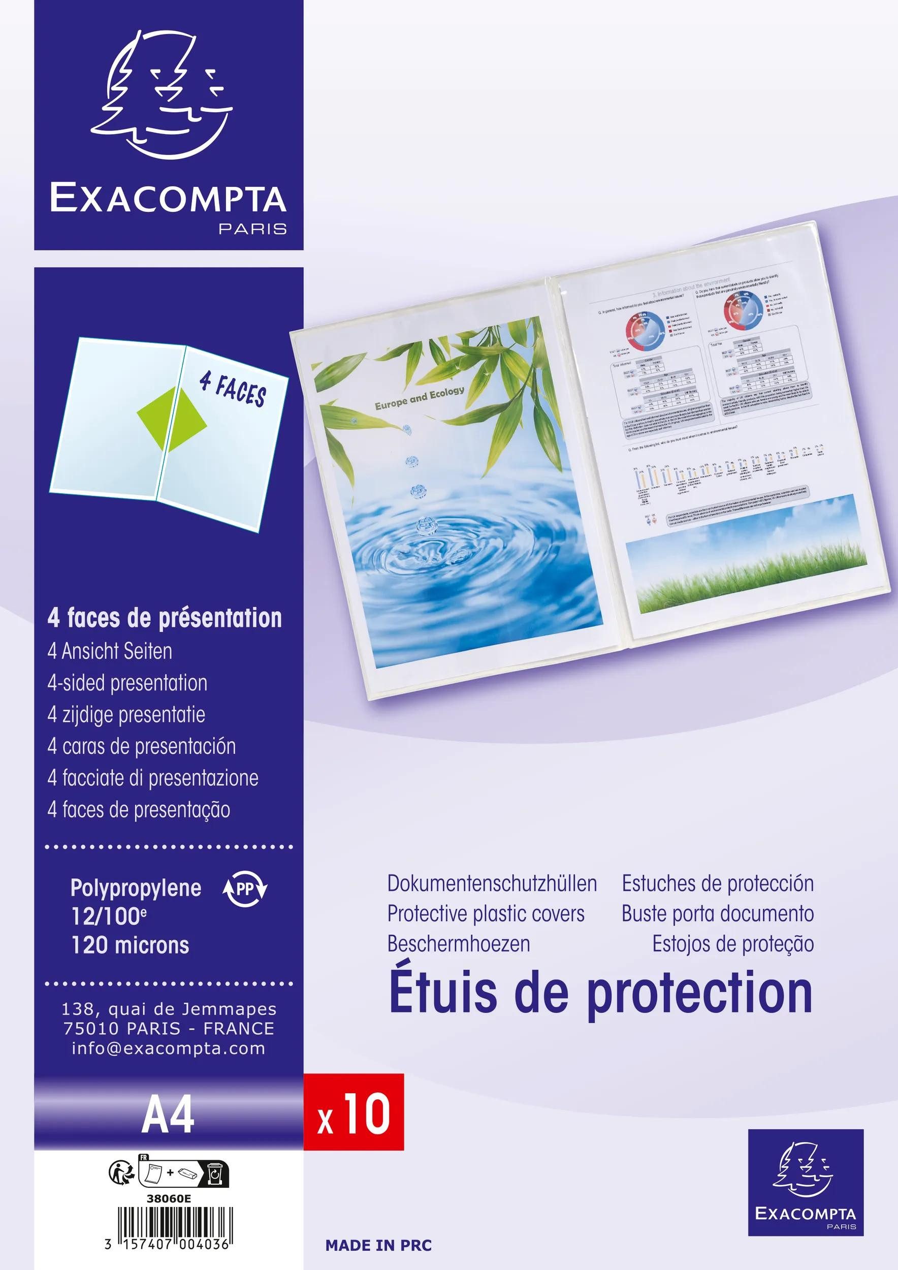 Thumbnail - EXACOMPTA Prospekthülle 5x Pack 10 Dokumentenschutzhüllen 2-teilig PP 120µ A4 Kristall 38060E, Dokumentenschützhüllen