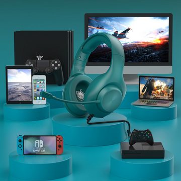 YOTMS Benutzerfreundliches Design Gaming-Headset (Erlebe klaren Klang, kräftige Bässe & Stereo-Surround-Sound durch 40-mm-Neodym-Magnettreiber, Hochwertiges Headset mit 3D Surround-Sound, Mikrofonunterdrückung)