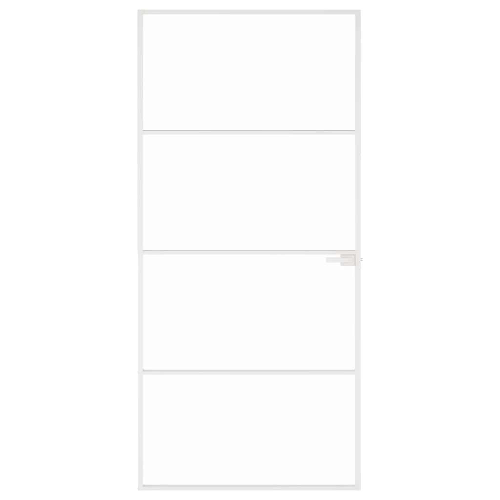 vidaXL Haustür Innentür Weiß 93x201,5 cm Hartglas & Aluminium Schlank (1-St)