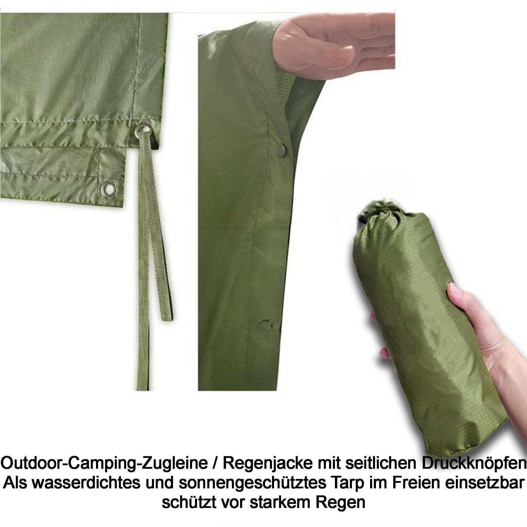 Mutig Regenmantel Leicht Wasserdicht Regenponcho Herren & Damen - Mehrzweck Regenjacke (mit Kapuze Faltbare Tasche für Camping Wandern Hikking, Atmungsaktive 3in1 Regencape)