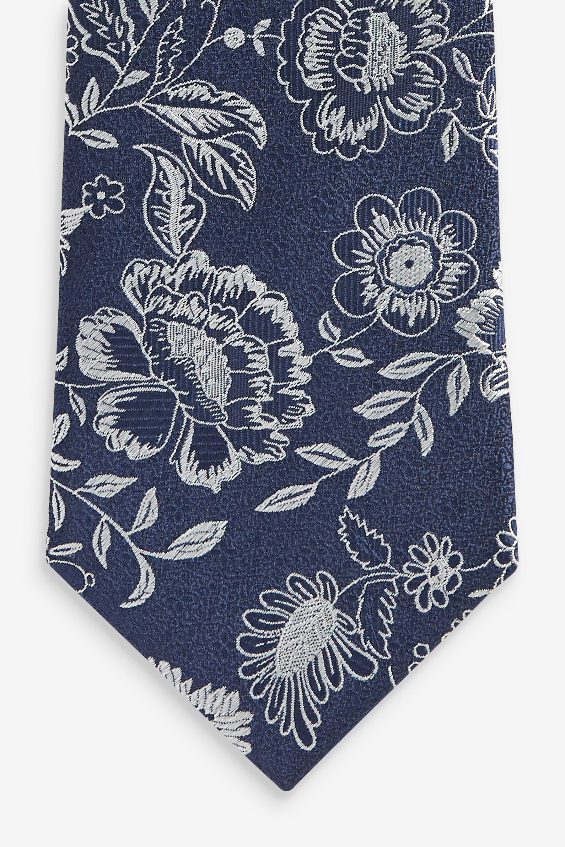 Grey Floral Krawatte (1-St) Next Blue/Silver Signature-Krawatte