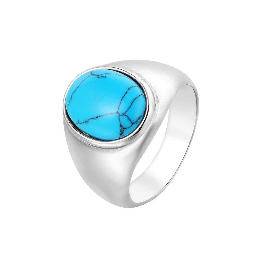 Karisma Schmuck Siegelring Herren Edelstahl RSS501 Ring Tigerauge Oval Türkis