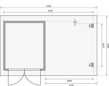 Karibu Gartenhaus Bastrup 4, BxT: 555x333 cm, (Set)