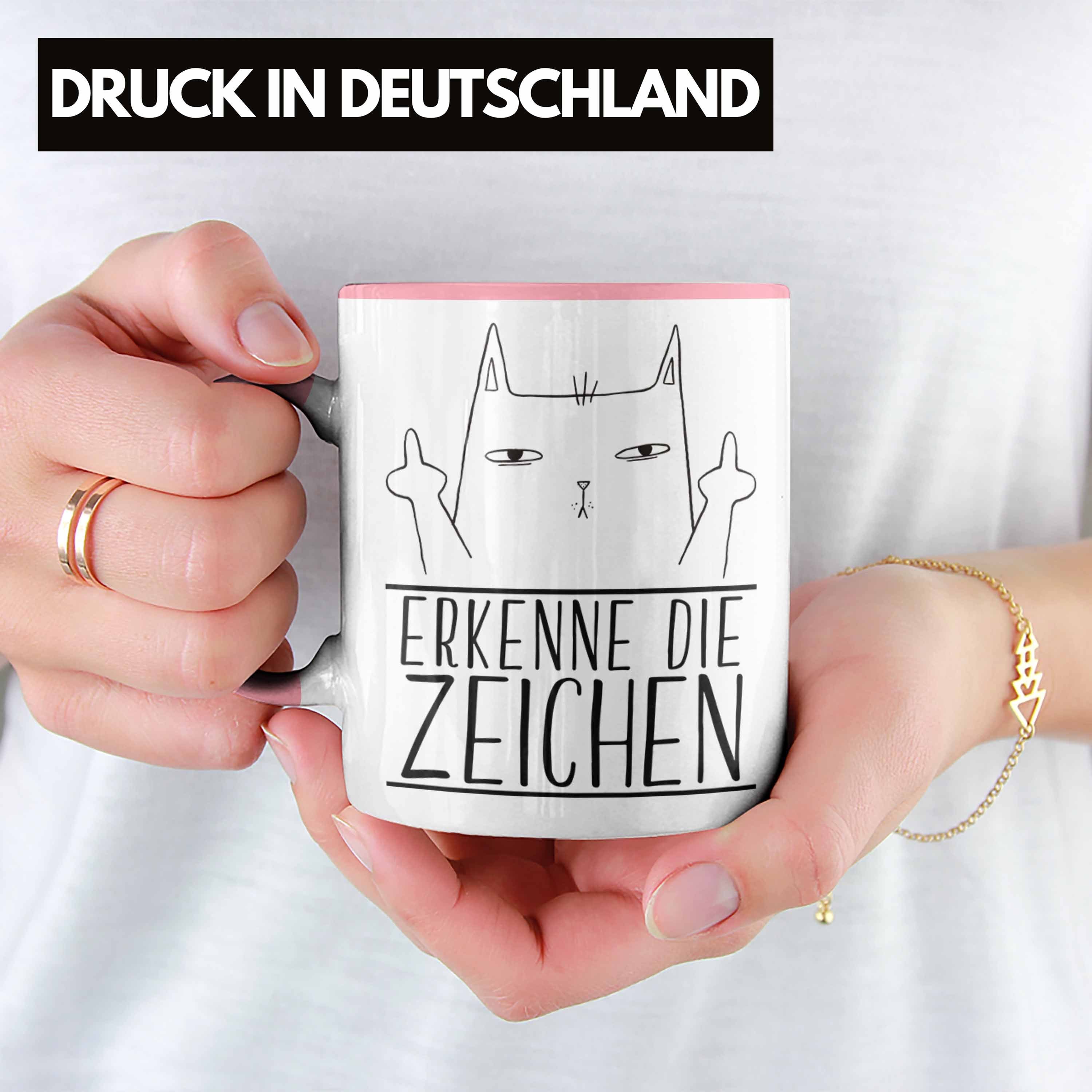 Tasse Katzenliebhaber Geschenkidee Finger Erkenne Rosa Die Zeichen Katze - Trendation Geschenk Tasse Mittlerer Trendation