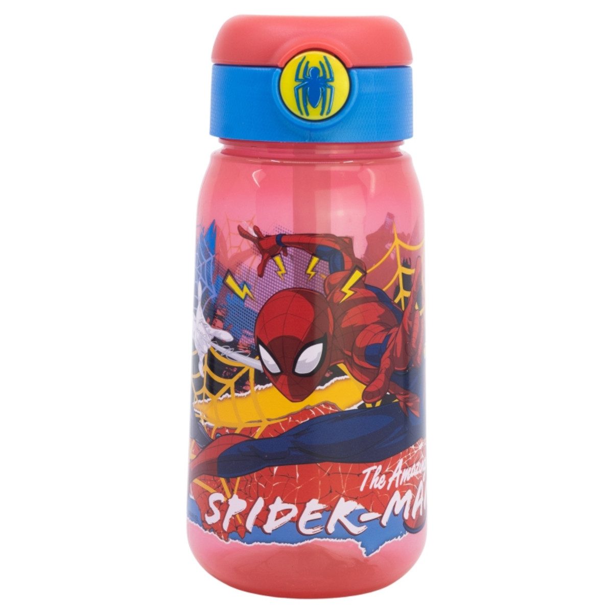 Storline Trinkflasche Spiderman 510ml Auslaufsicher Kinderflasche mit Trinkhalm