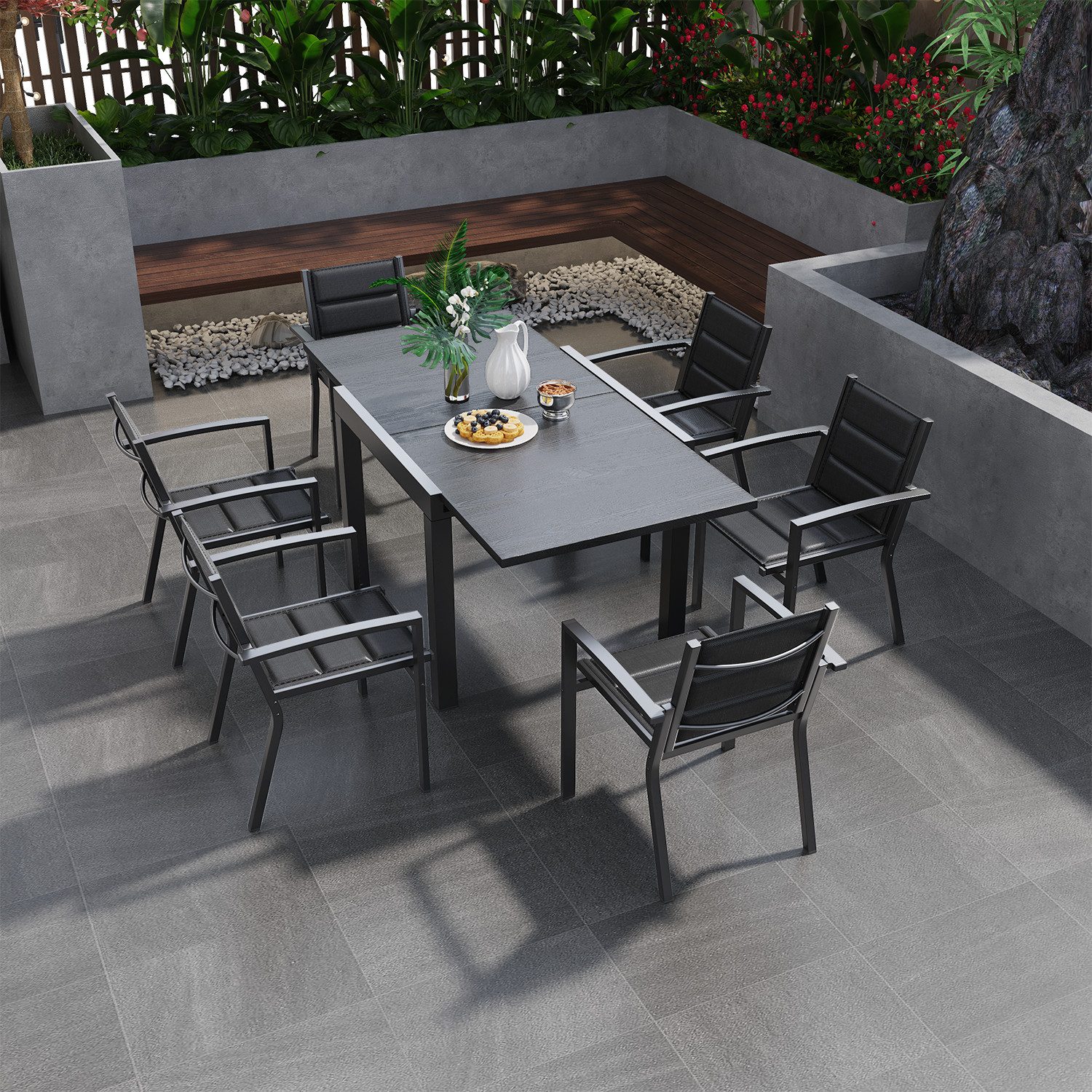 GUNJI Gartentisch Aluminium-Teleskoptisch, 80/160, 160/260cm, wasserdicht günstig online kaufen