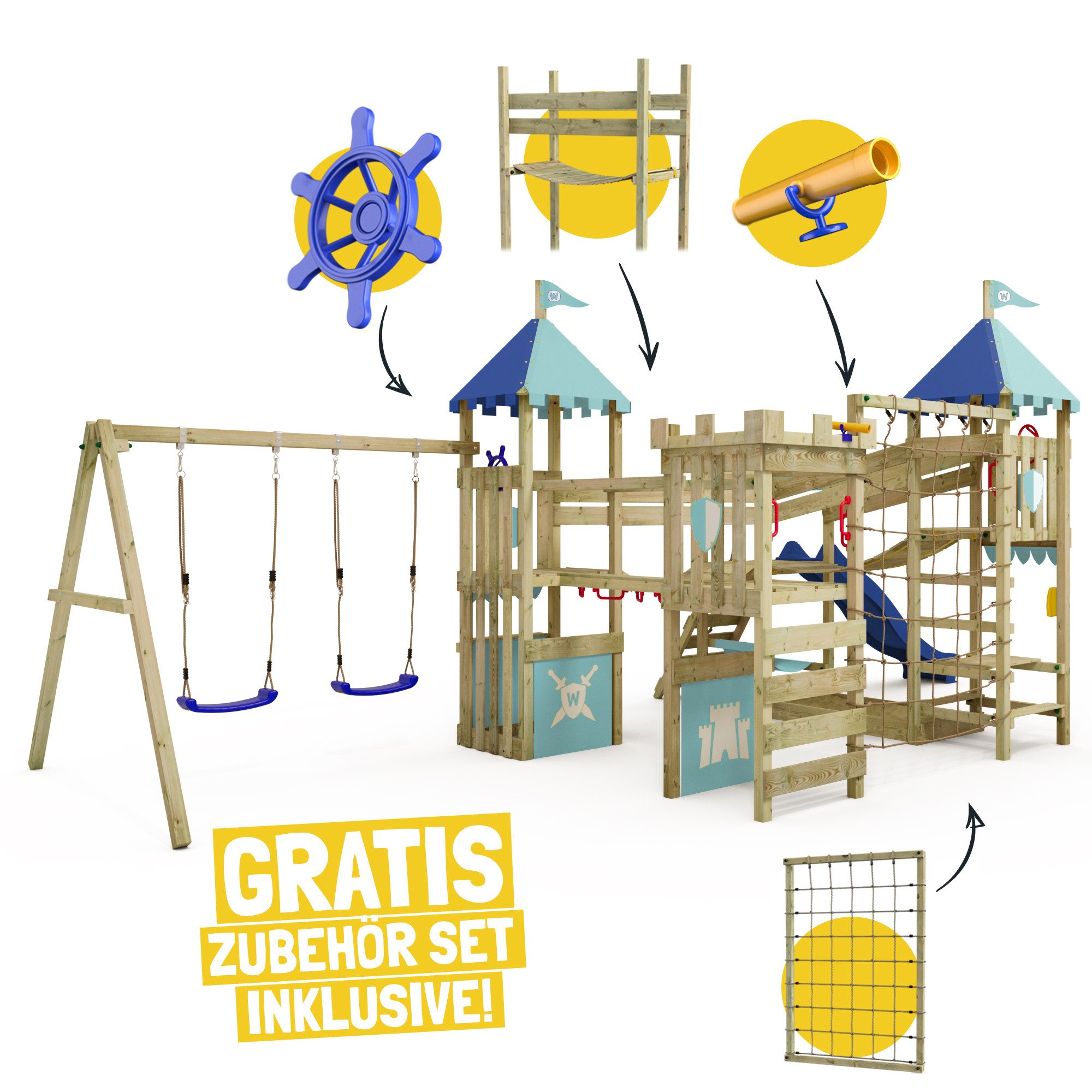 Wickey Spielturm Smart Queen – Abenteuer-Burg mit Rutsche, Spielhaus & Sandkasten, Unvergessliche Erlebnisse für Kinder – mit 10 Jahren Garantie*