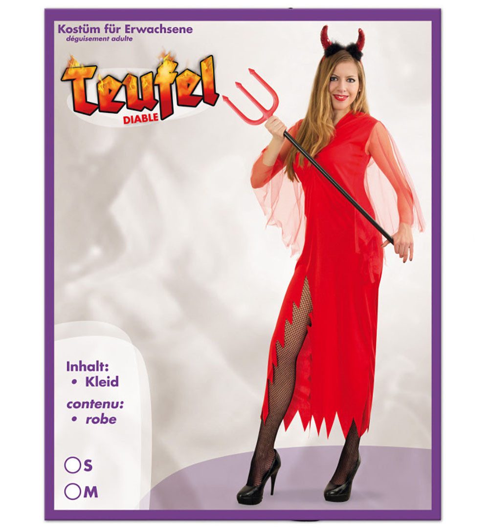 Fries Teufel-Kostüm Sexy Damen Kostüm Kleid Teufelin Teufel Rot Halloween Karneval