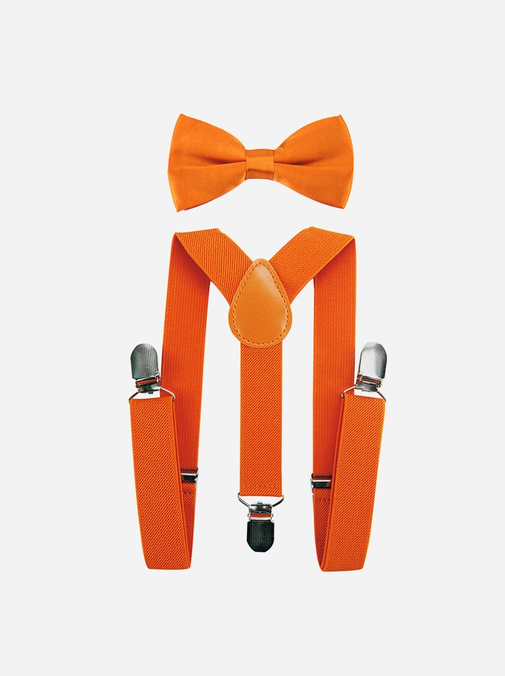 elastisch mit und Hosenträger 2er Jungen Kinder für Set) Fliege (2-St., Hosenträger Kinder Orange Jahre Set alt, axy 1-6 verstellbar