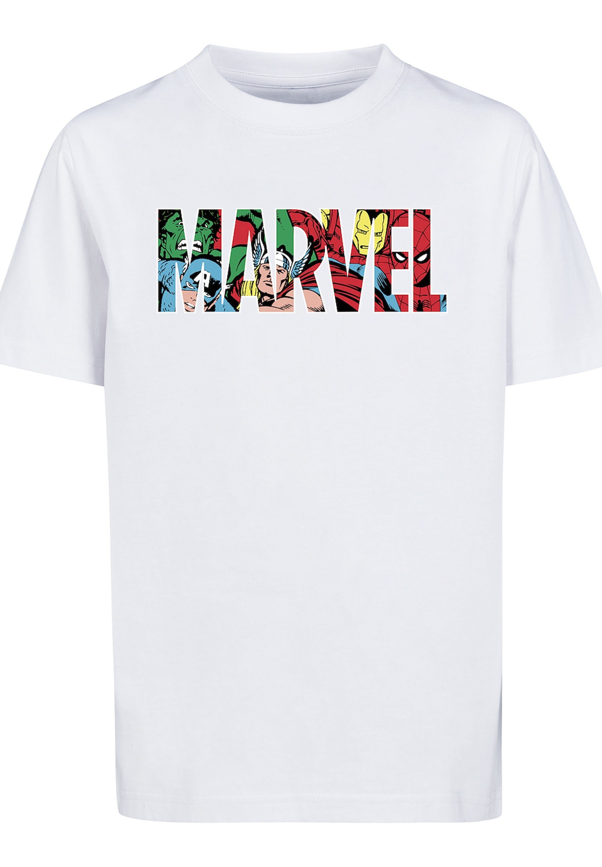 T-Shirt Fan weiß Print Logo Avengers Superhelden Marvel F4NT4STIC Characters Merch