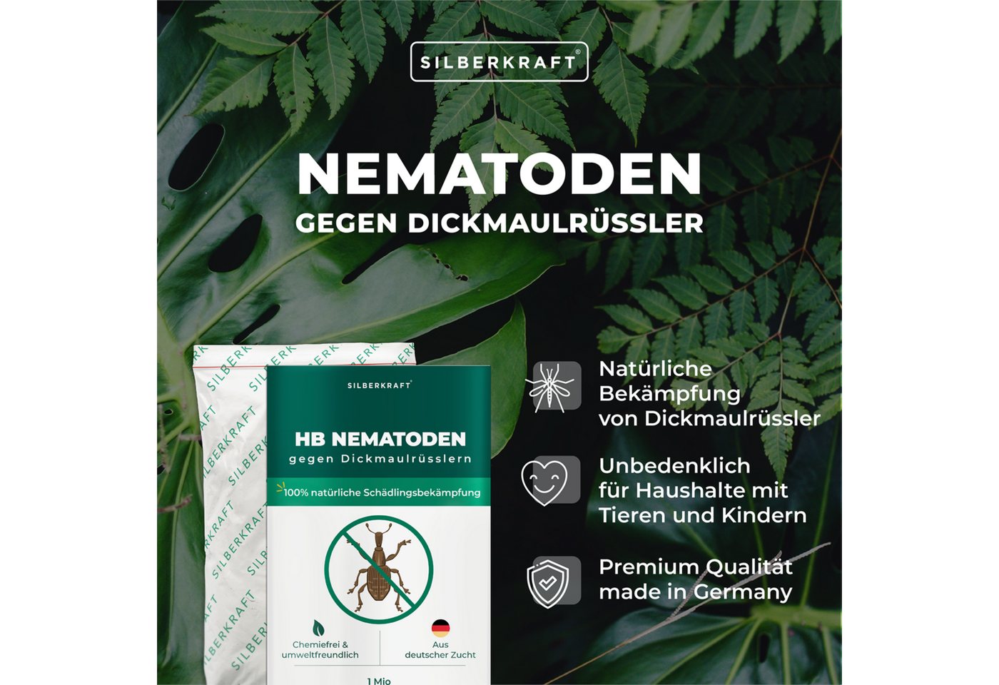 Thumbnail - Silberkraft Insektenvernichter HB-Nematoden gegen Larven von Dickmaulrüssler, Gartenlaubkäfer & mehr, biologische Schädl...