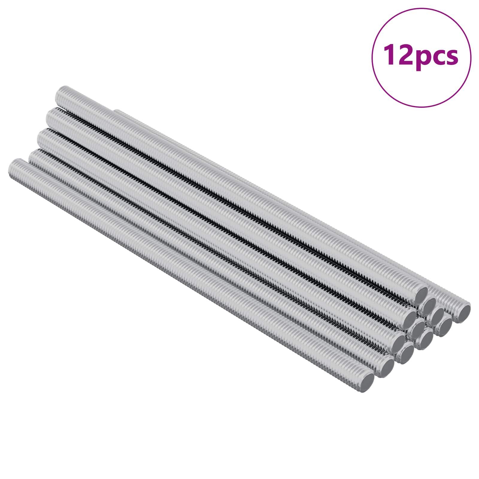 vidaXL Gewindestange, Gewindestange 12 pcs Silber 6 x 120 mm Stahl