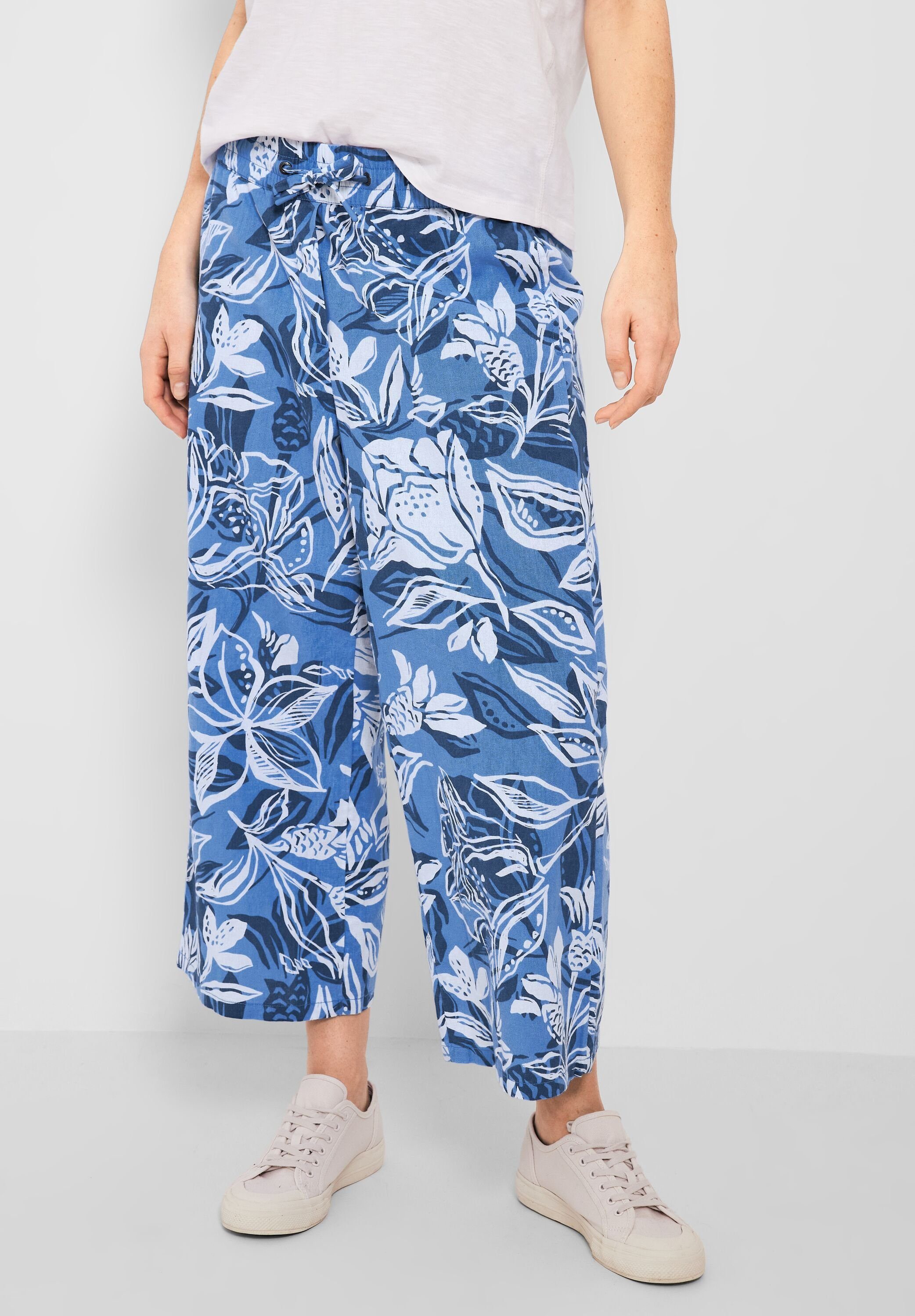 Leinen in Marina Cecil Tunnelzugbändchen Fit Loose Cecil Culotte (1-tlg) Hose Blue