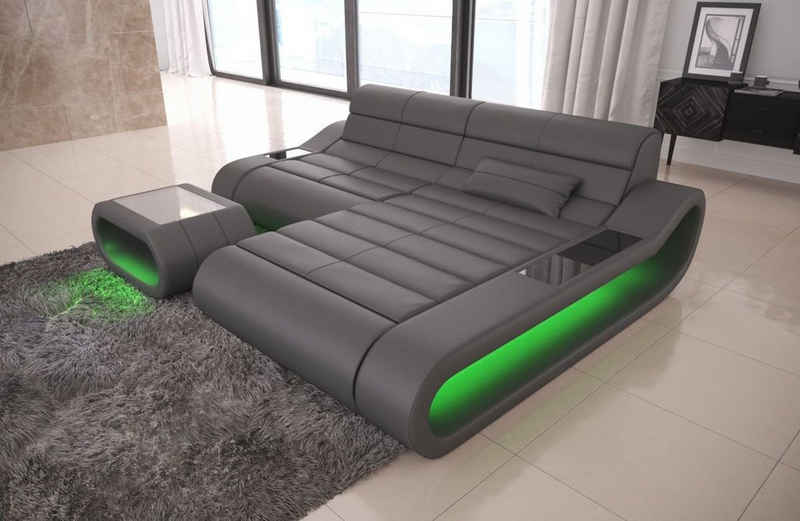 Sofa Dreams Ecksofa Leder Sofa Ledercouch Concept L Form kurz Ledersofa, Couch, mit LED, Designersofa mit ergonomischer Rückenlehne