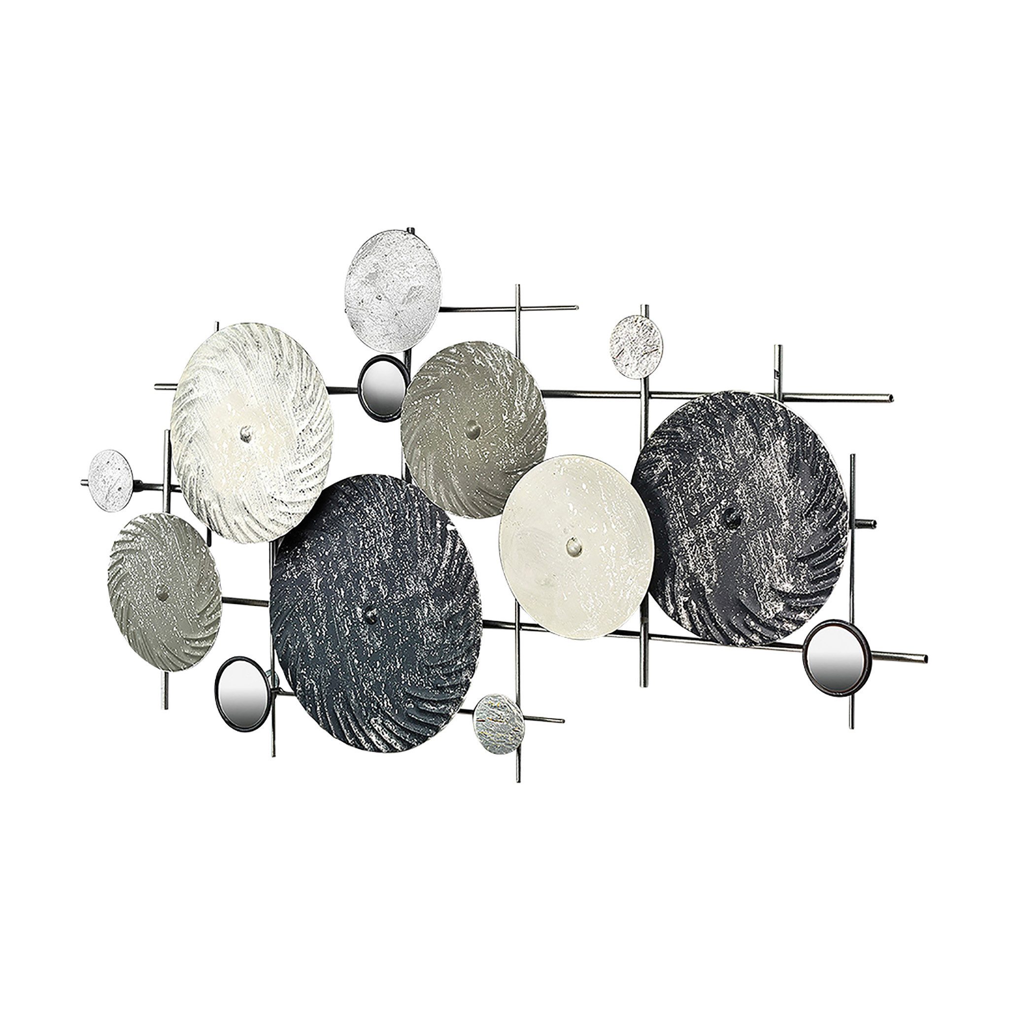 Kobolo Wandbild Metallbild Wanddekoration DISC silber-grau, mit Spiegelelem günstig online kaufen