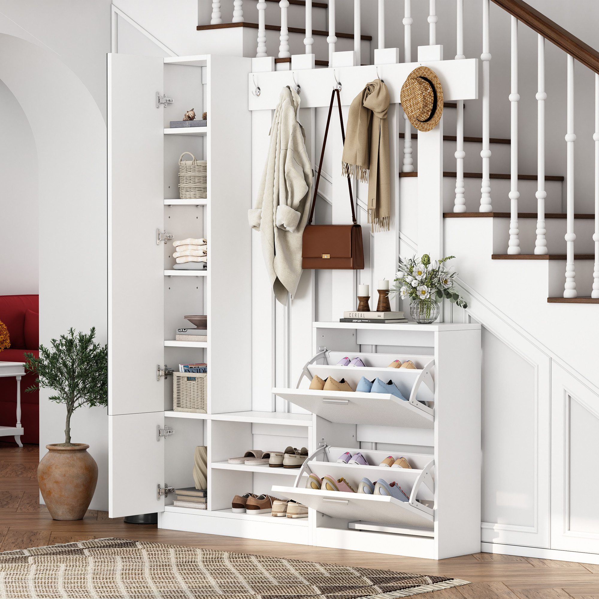 HAUSS SPOLE Garderoben-Set mit Spiegel, Flurschrank, Hängeschrankregal, Sch günstig online kaufen