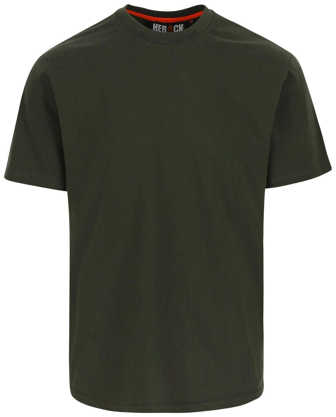 T-Shirt 3-tlg) Tragegefühl Rippstrick-Kragen Kurze Ärmel, (Spar-Set, khaki Kurzärmlig angenehmes T-Shirt Argo mit Herock