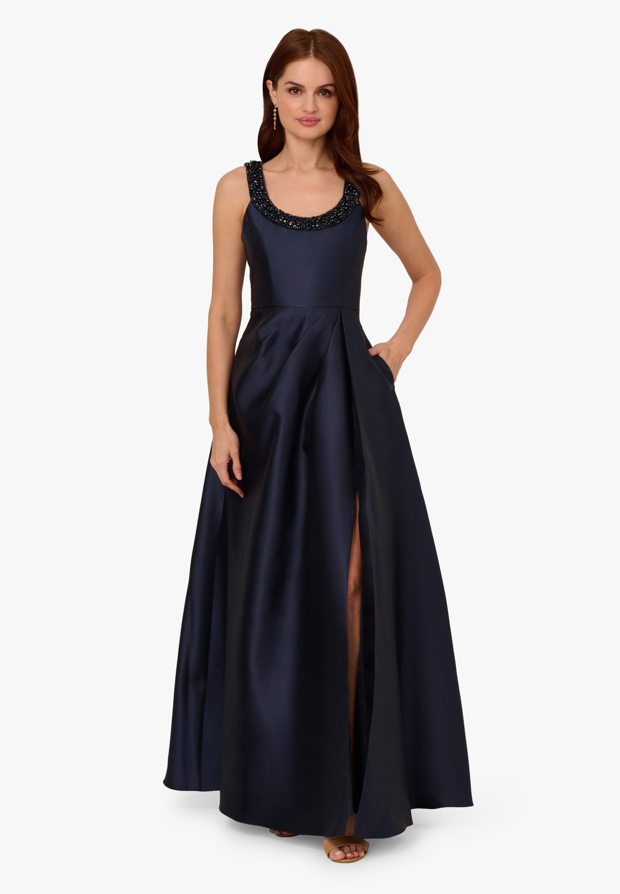 Adrianna Papell Abendkleid Beaded Mikado Gown Mikado-Kleid mit Perlenverzie günstig online kaufen