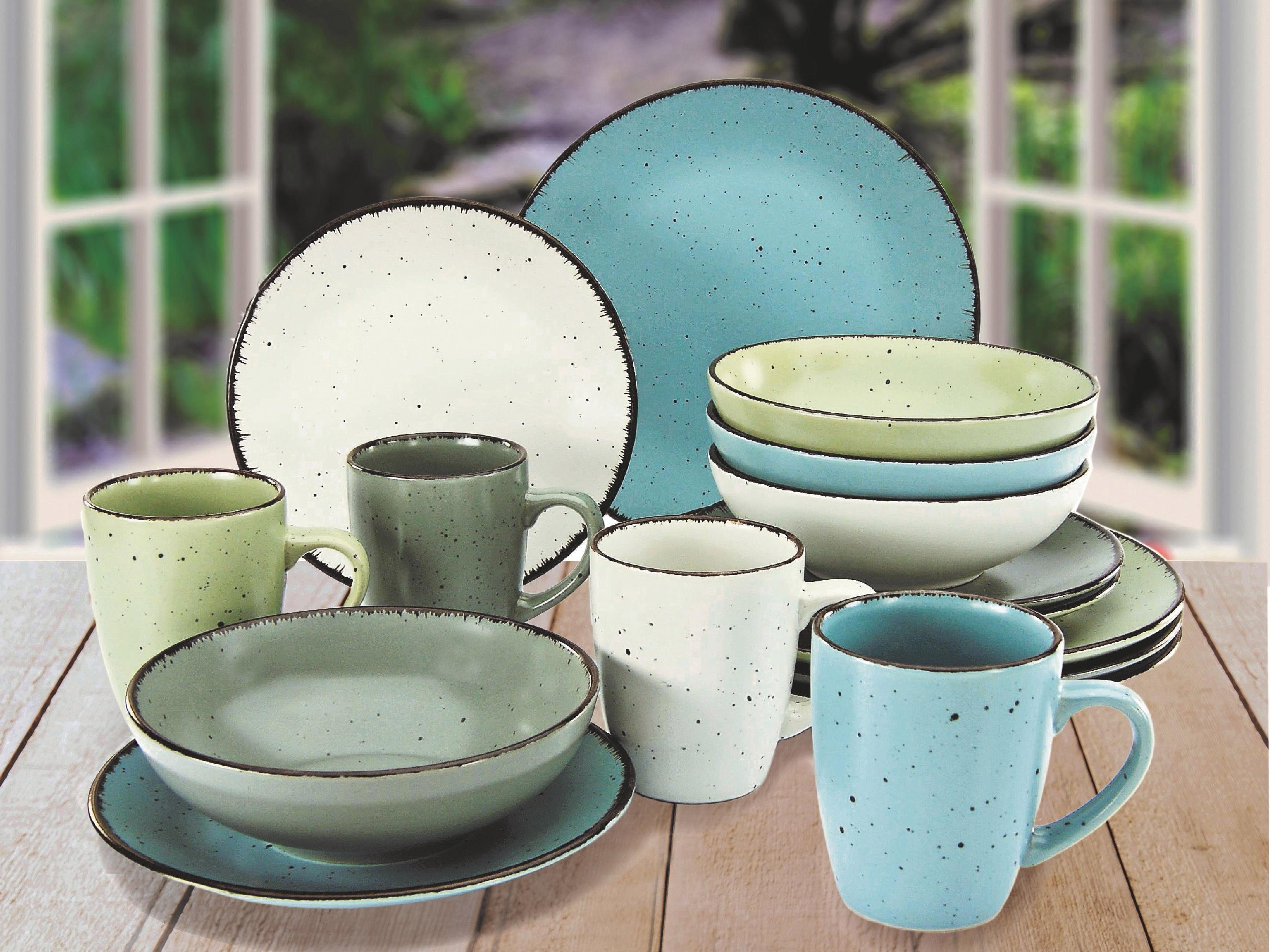 CreaTable Kombiservice Geschirr-Set Fashion (16-tlg), 4 Personen, Steinzeug, Service, Vintage-Look, 16 Teile, für 4 Personen