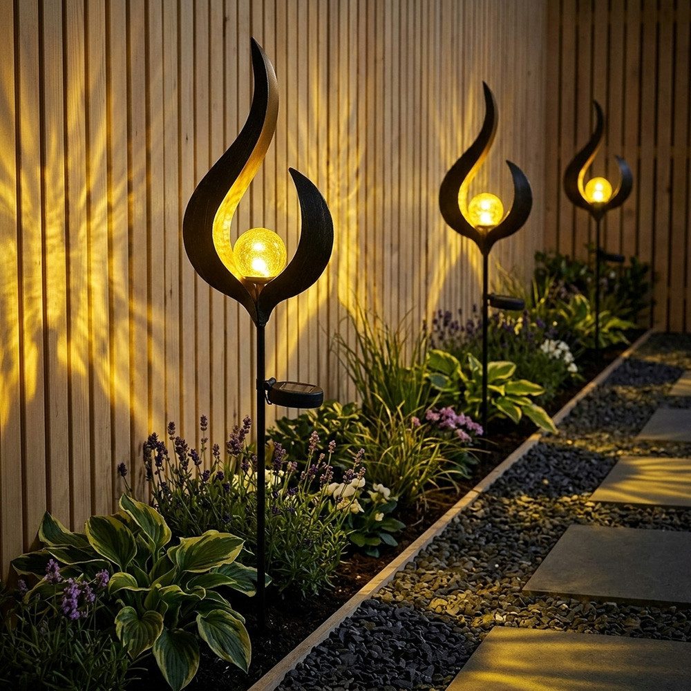 GLOBO LIGHTING Außen-Stehlampe, LED-Leuchtmittel fest verbaut, Warmweiß, Design LED Solar Leuchte Außen Beleuchtung Dekoration Steck Lampe