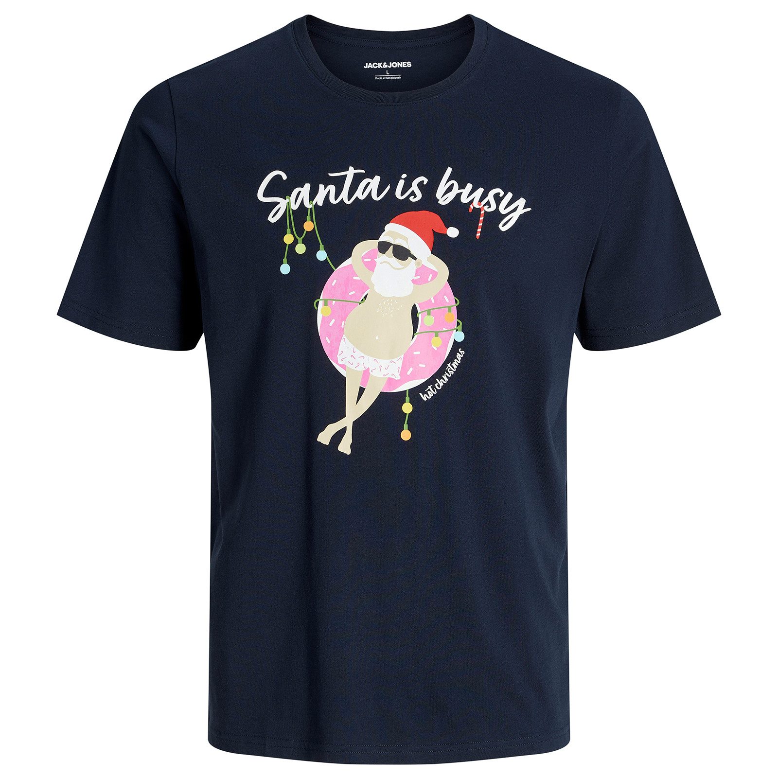 Jack & Jones Rundhalsshirt Jack&Jones Übergrößen Xmas T-Shirt navy JJCHRISTMAS