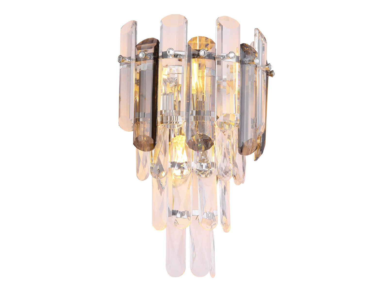 GLOBO LIGHTING LED Wandleuchte mit Acryl Kristallen & Glasstäben H:34cm, Dimmfunktion, LED wechselbar, warmweiß, groß-e besondere Wandlampe innen mit Designer Лампыschirm Rauchglas