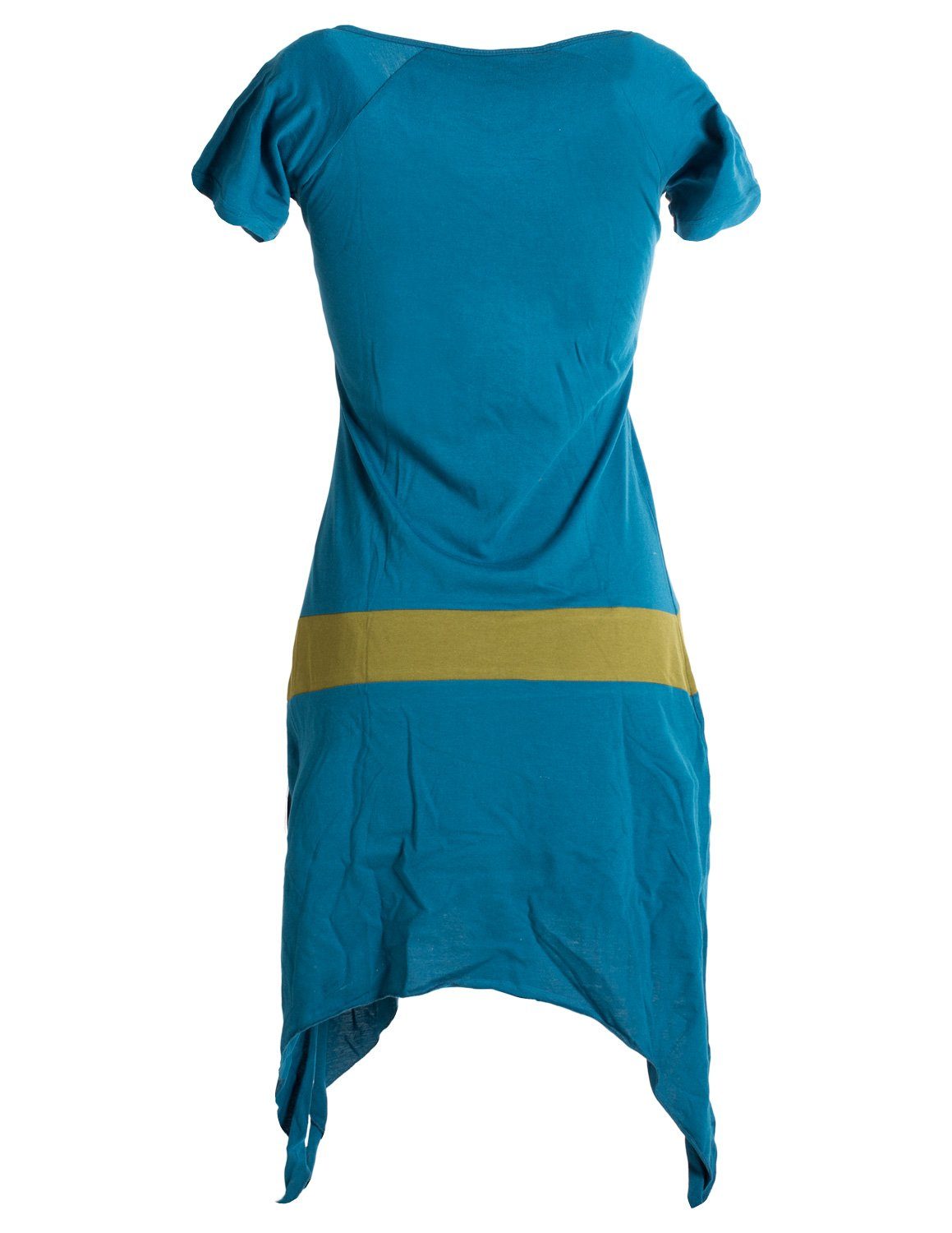 kurzärmliges aus Baumwolle Vishes türkis Sommerkleid Longshirt, Zipfelkleid Hippie Einfaches Tunika, Style