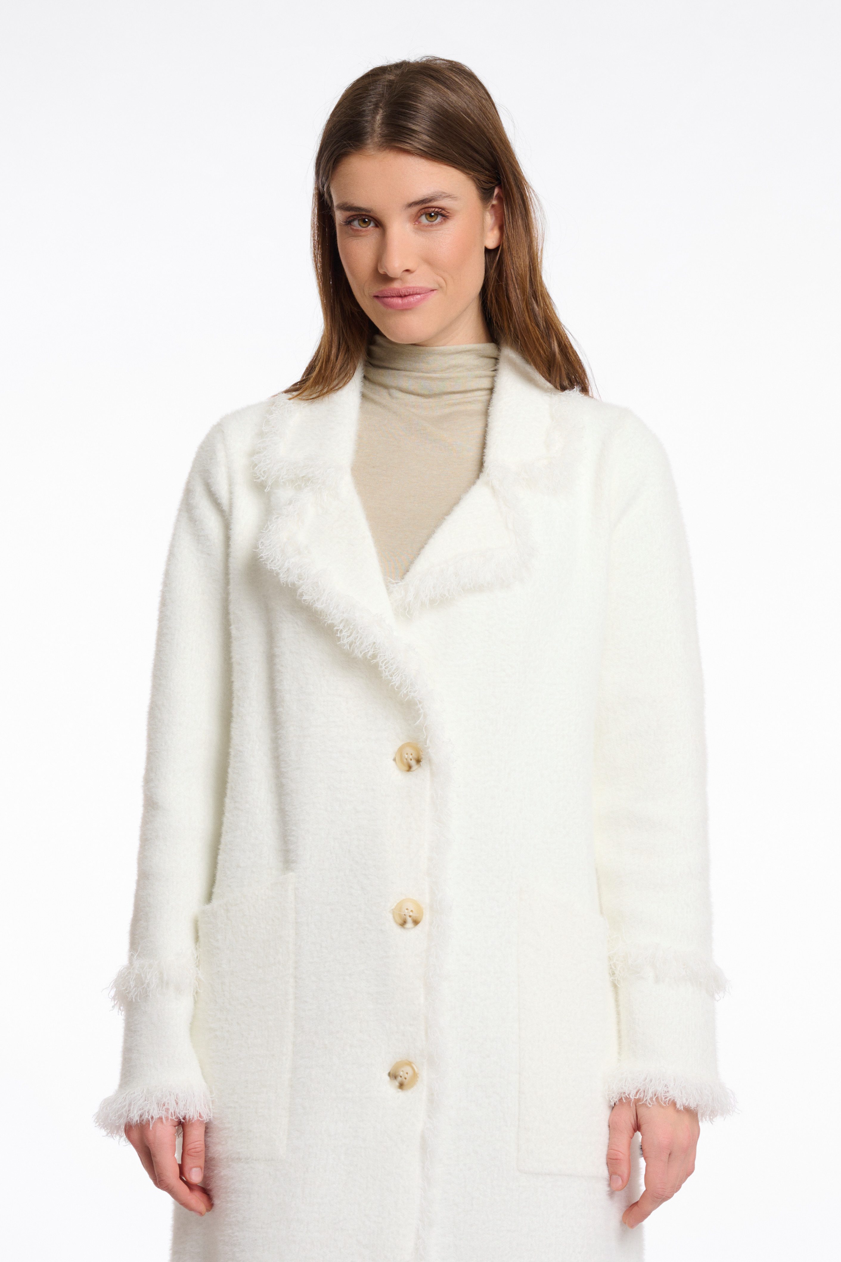 Rino & Pelle Longstrickjacke CATENA mit Fransendetails und Knöpfen