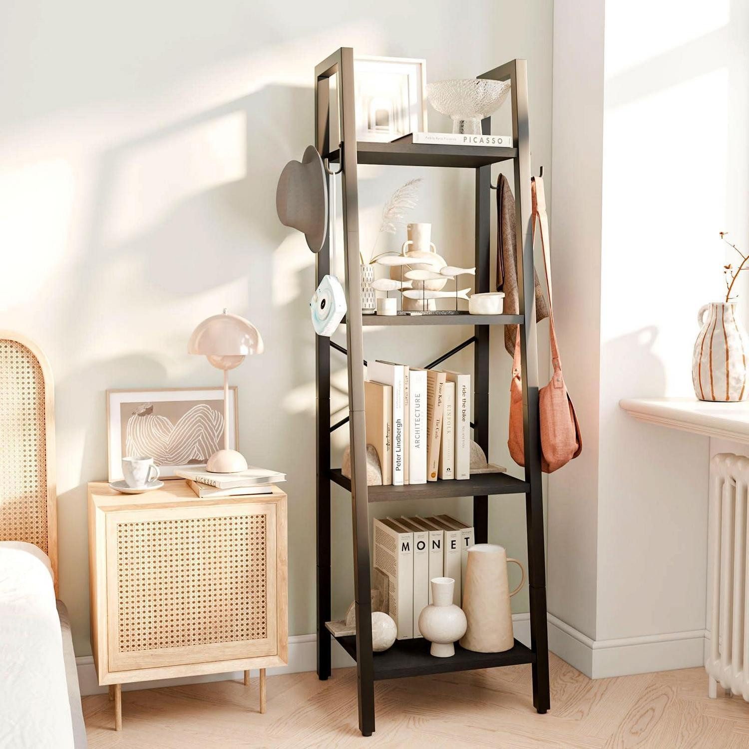 LuxusKollektion Leiterregal Bücherregal Leiterregal 4 Ebenen Schwarz, 1-tlg.