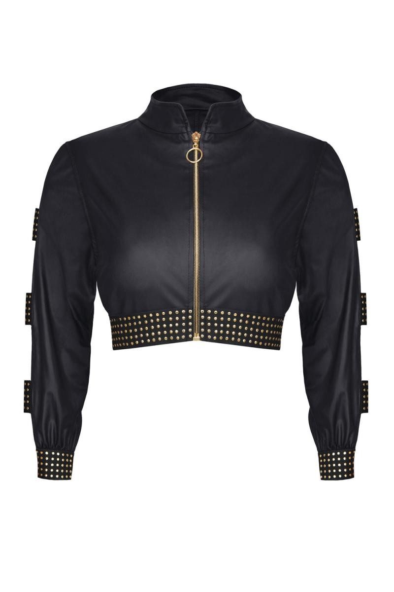Demoniq Lederimitatjacke Jacke in schwarz - M