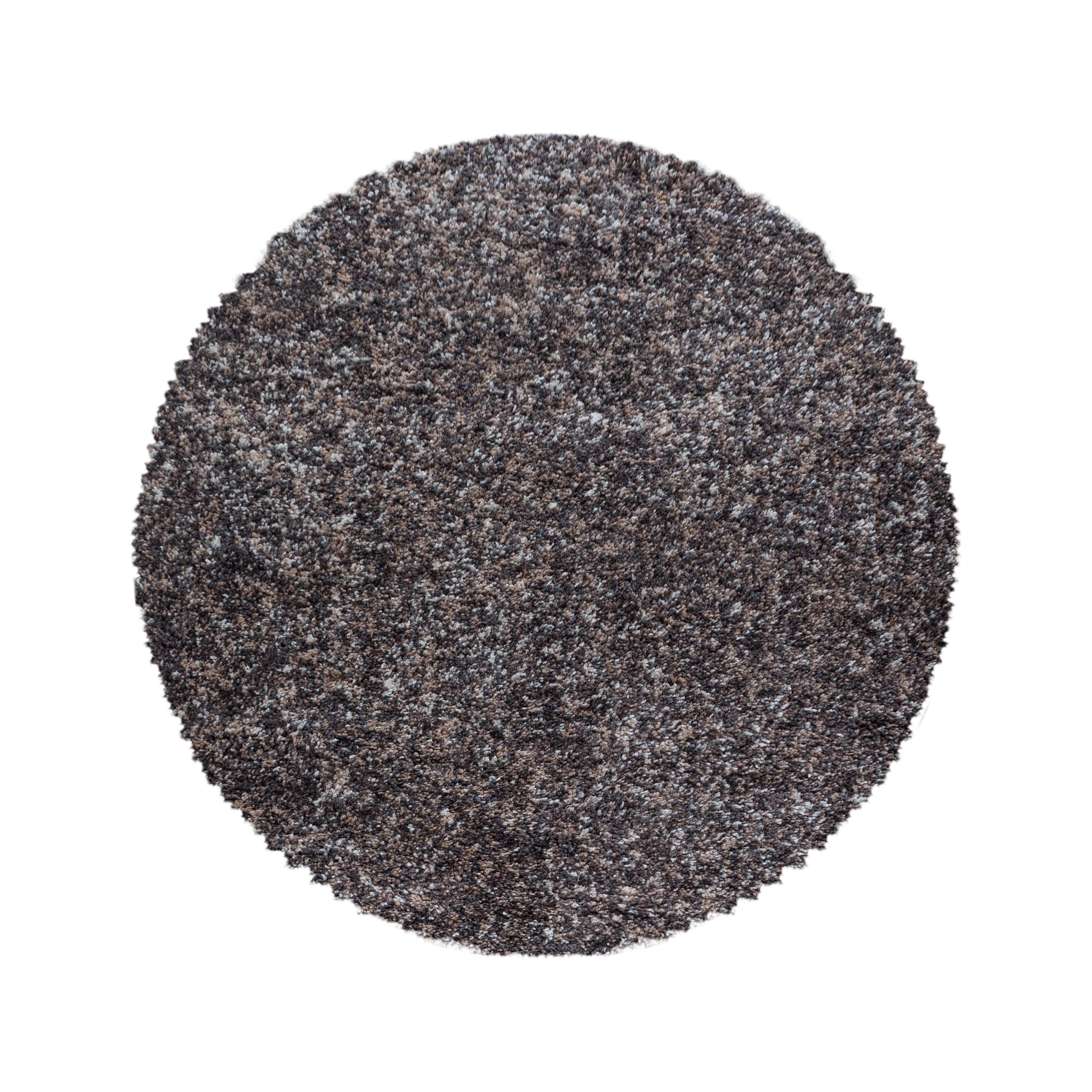 Stilvoll Günstig Hochflor-Teppich mit Meliert-Design für den Flur oder Küche Meliertes Design, Rund, Höhe: 30 mm