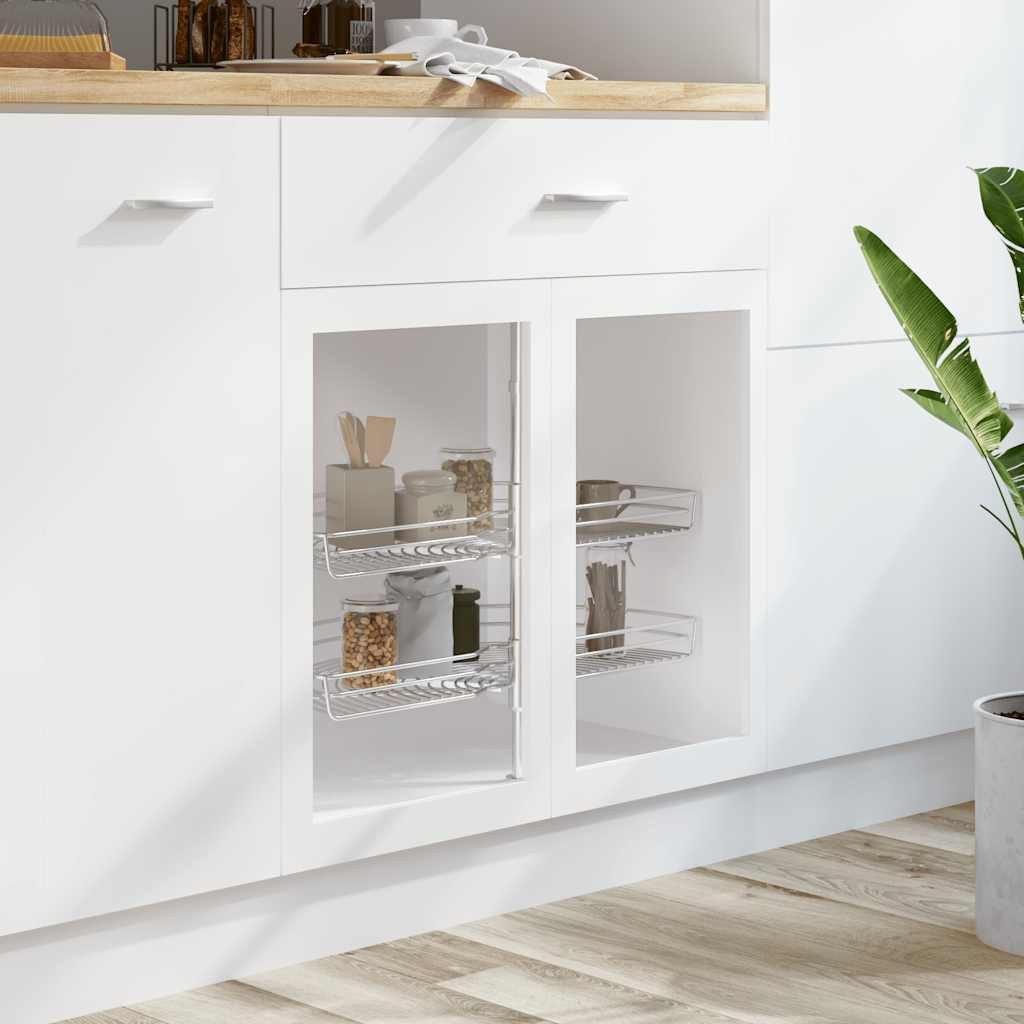 furnicato Drahtkorb 2-stufiger Küchen-Silbern 180 Grad 75x38x80 cm (1 St)
