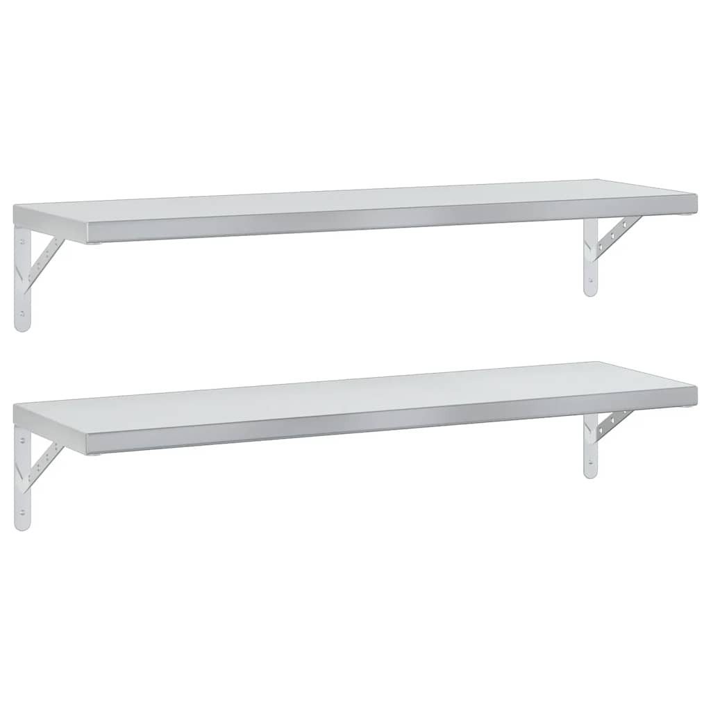 vidaXL Regal Wandregale 2 Stk. 100x30 cm Silbern Edelstahl, 1-tlg.