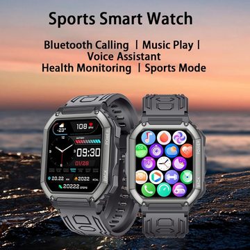 LWEARKD Smartwatch (1,8 Zoll, Andriod iOS), mit Blutdruckmessung Schrittzähler Herzfrequenz30 Sportmodi Fitnessuhr