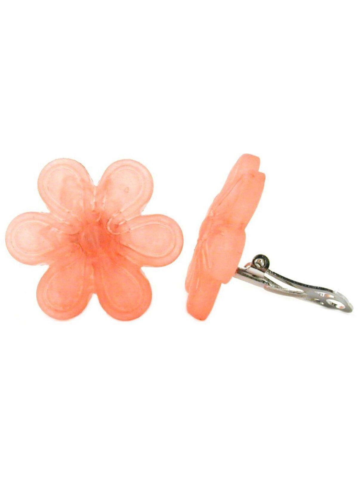 30mm Blüte (1-tlg) Gallay matt Kunststoff-Bouton Ohrring rosa-transparent Paar Ohrclips