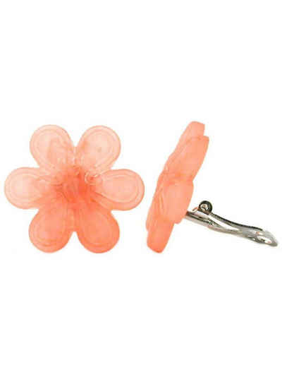 Gallay Paar Ohrclips Ohrring 30mm Blüte rosa-transparent matt Kunststoff-Bouton (1-tlg)