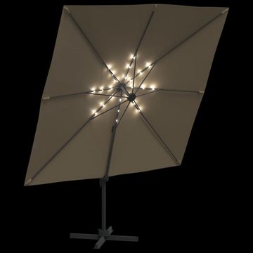 vidaXL Balkonsichtschutz LED-Ampelschirm Taupe 400x300 cm