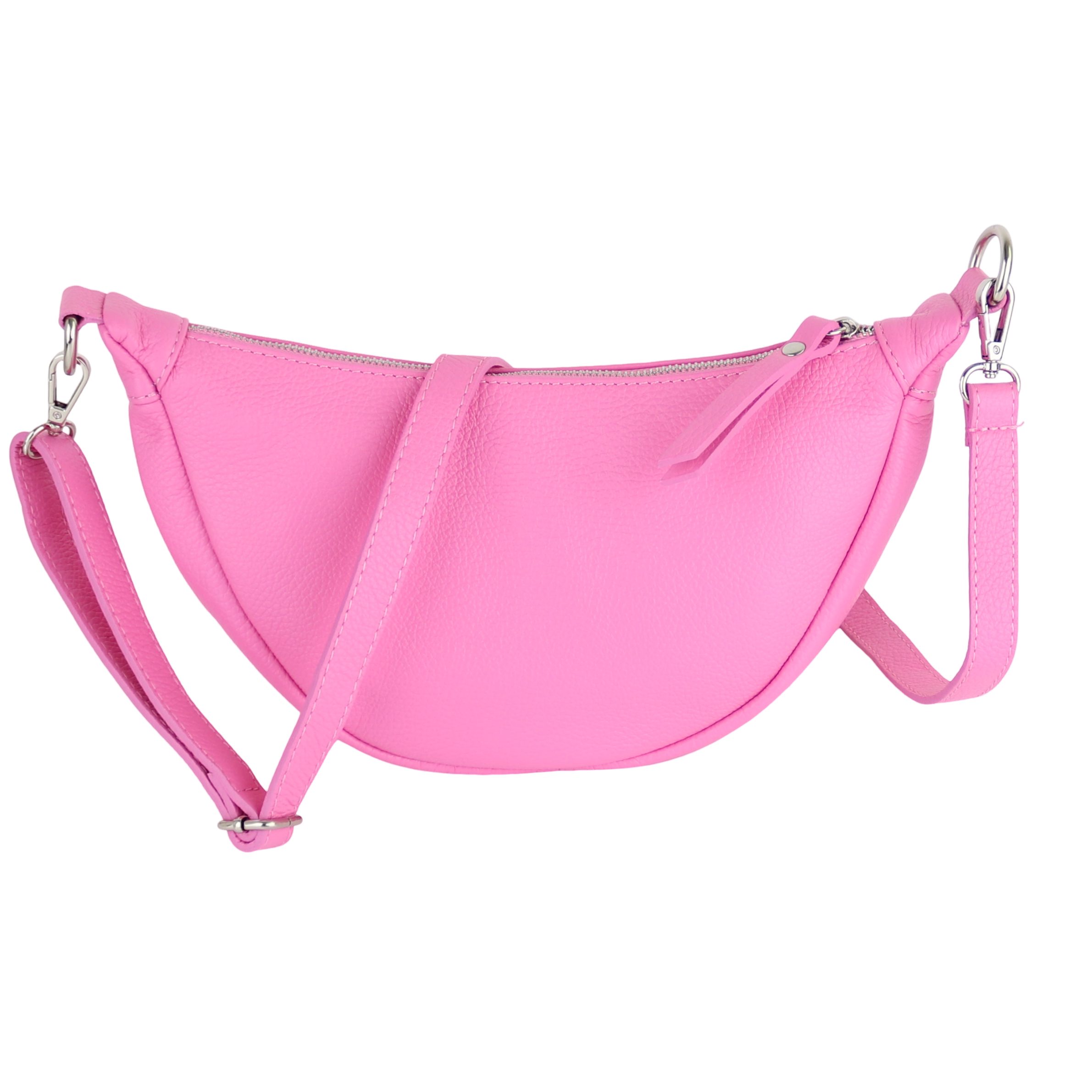 Schultertasche Damen Runde aus Echtleder, Made in Italy, Brusttasche,Umhängetasche