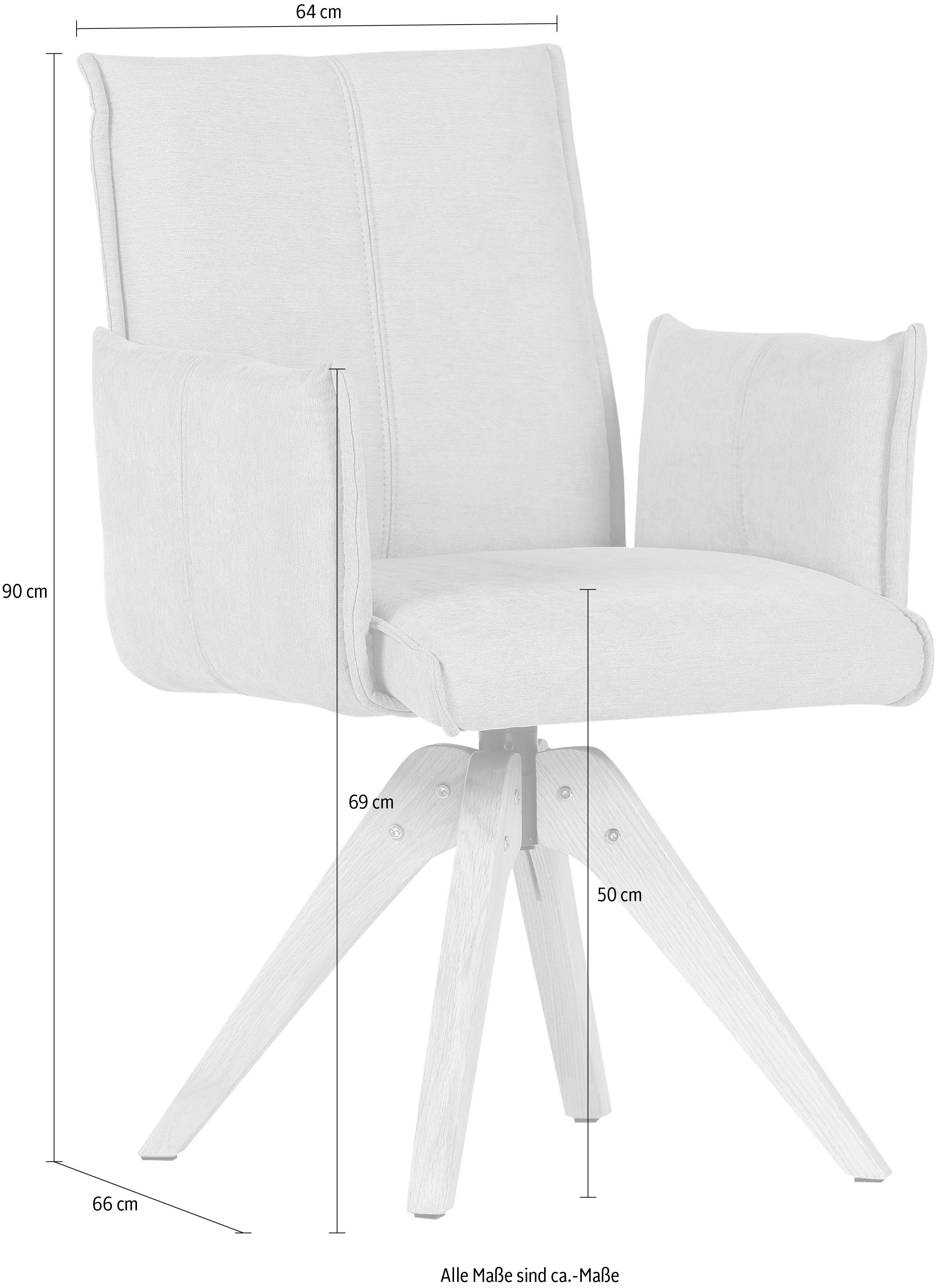 Gutmann Factory Drehstuhl 360° drehbarer Esszimmerstuhl Floyd mit komfortablen Armlehnen, Robustes Massivholzgestell
