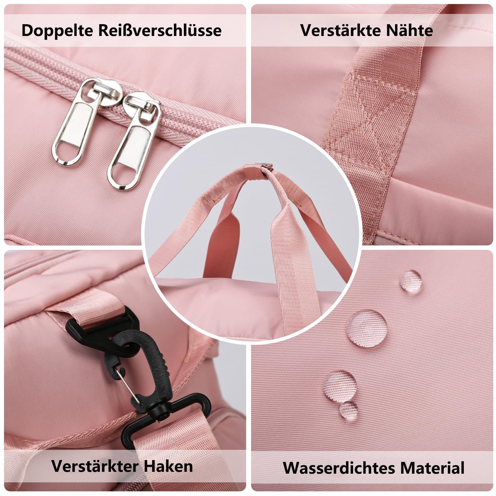 FOUORTUNATE-BEE Sporttasche Damen Herren 42L Reisetasche mit Schuhfach Nassfach Wasserdicht (Trainingstasche mit Rucksack Weekender Schwimmtasche, Fitnesstasche für Reisen, Fitness, Sport)