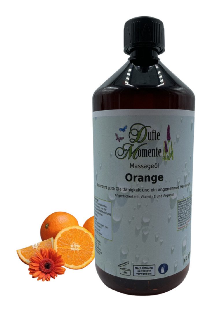 Dufte Momente Massageöl Orange 250ml - 3 L, hochwertige Pflanzenöle als Basis, vegan und ohne Tierversuche