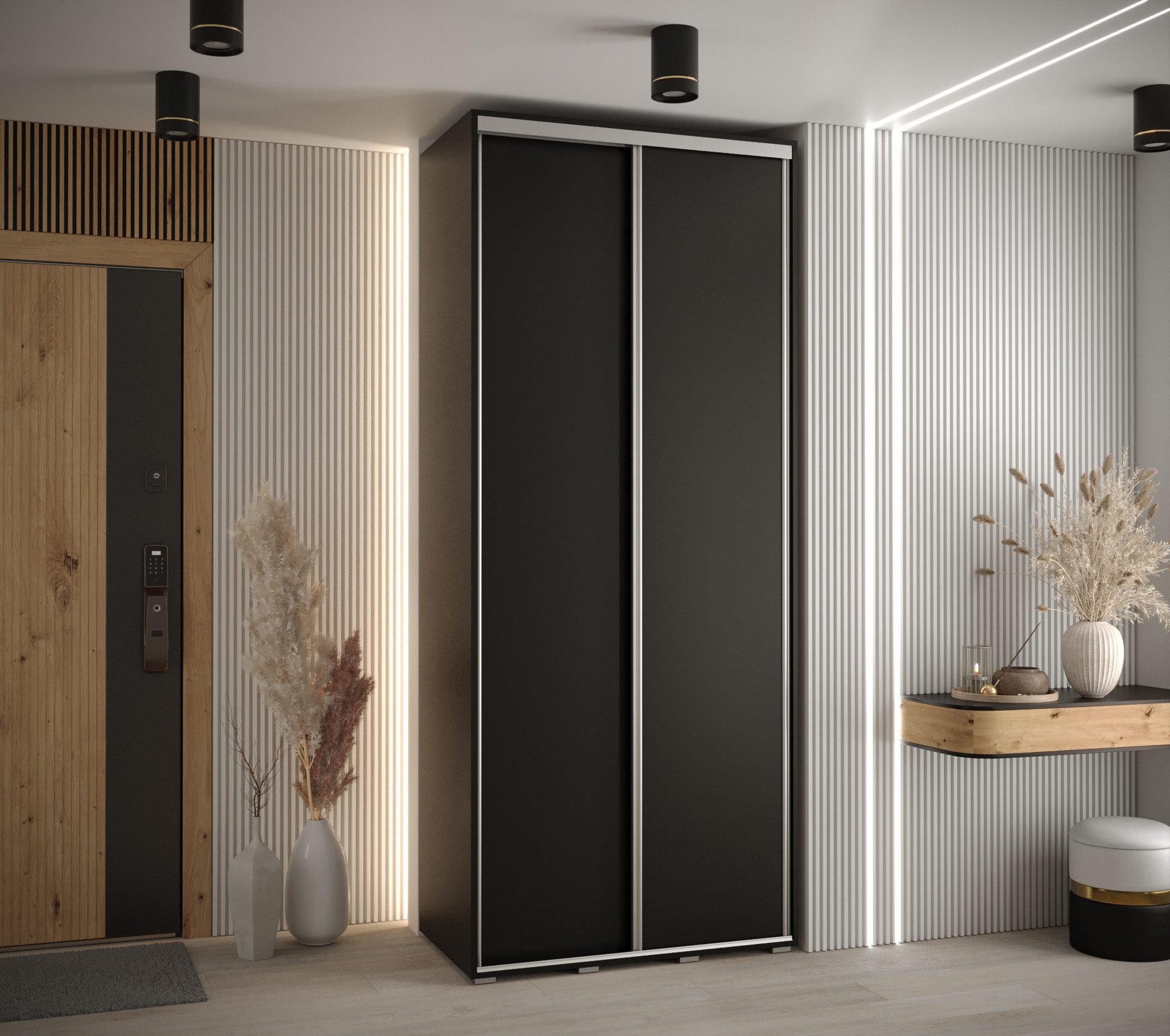 ABIKS MÖBEL Schwebetürenschrank Davos 1 Schlafzimmerschrank - Schiebetüren, Kleiderstange, Regalen