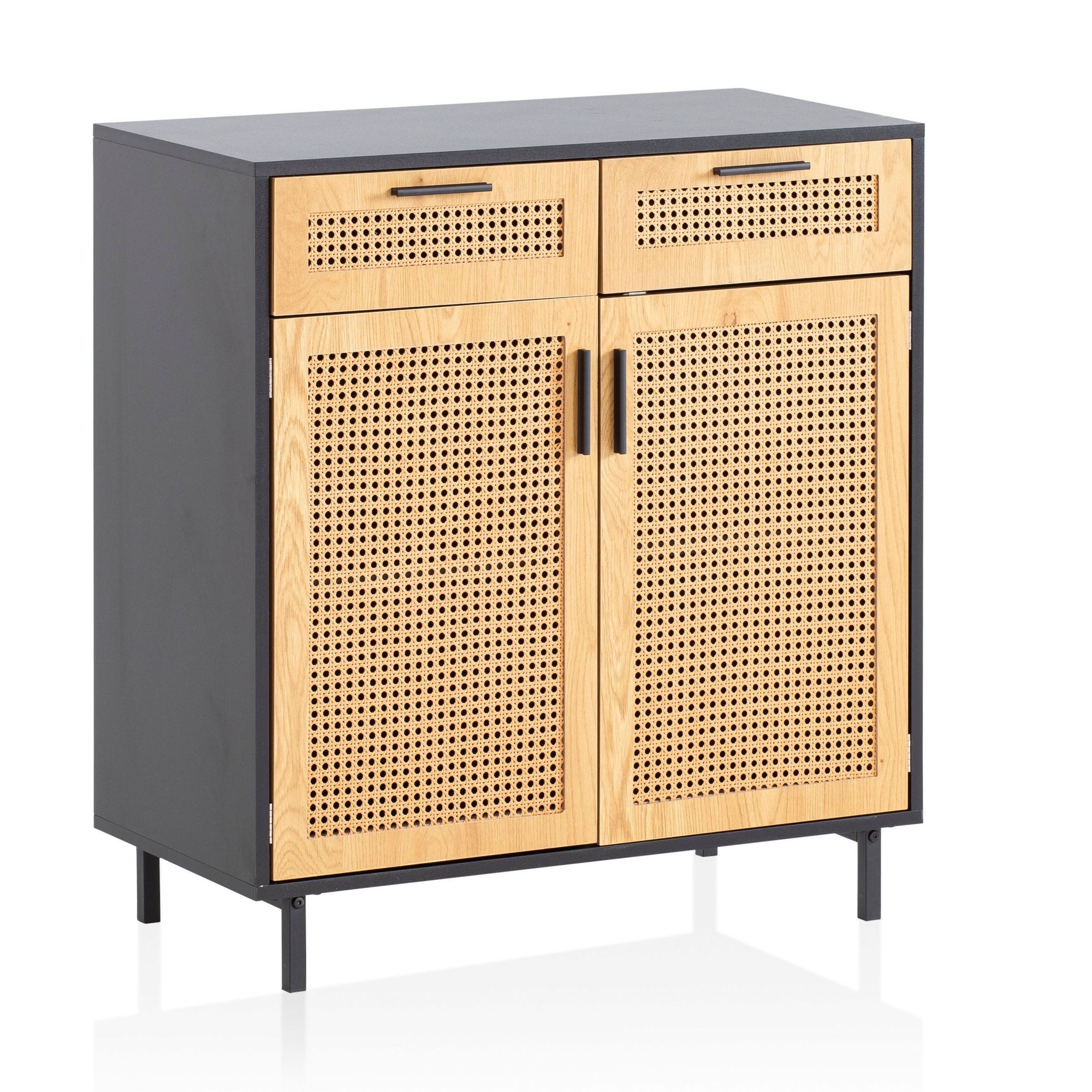 furnicato Sideboard 80x86,5x40 cm Kommode Schwarz günstig online kaufen