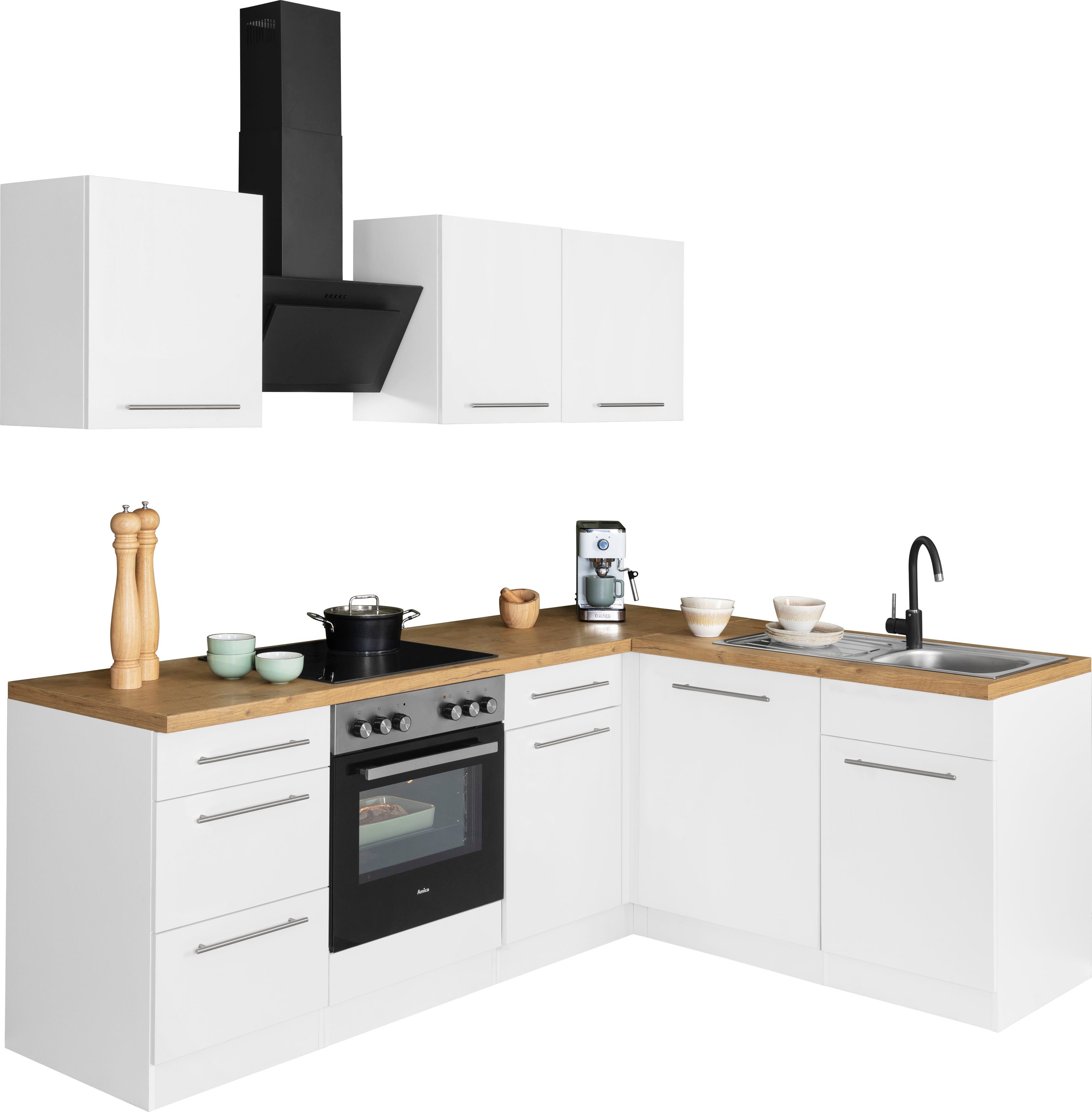 wiho Küchen Winkelküche Unna, mit E-Geräten, Stellbreite 220 x 170 cm günstig online kaufen